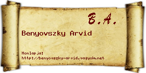 Benyovszky Arvid névjegykártya